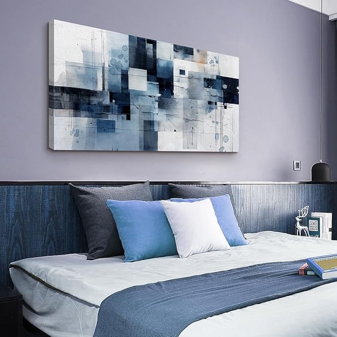 Lapremoly Abstract Canvas Wall Art - Large Color Block Wall Decor for Living Room, Office, Bedroom - 24"X48"
