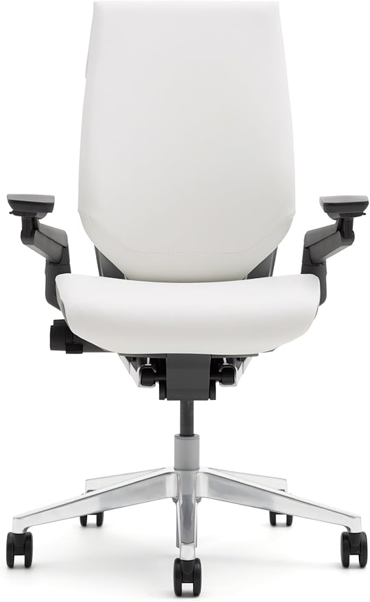 Steelcase Gesture Office Chair - Cogent Connect Licorice Upholstered Wrapped Back Platinum Metallic Frame Low Seat Merle Seat/Back/Arms (Dark/Light) Hard Floor Caster Wheels