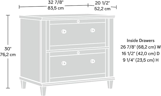 Sauder Hammond 2 Drawer Lateral File Cabinet for Home Office, Filing Cabinet with Lock, in Chalk Oak