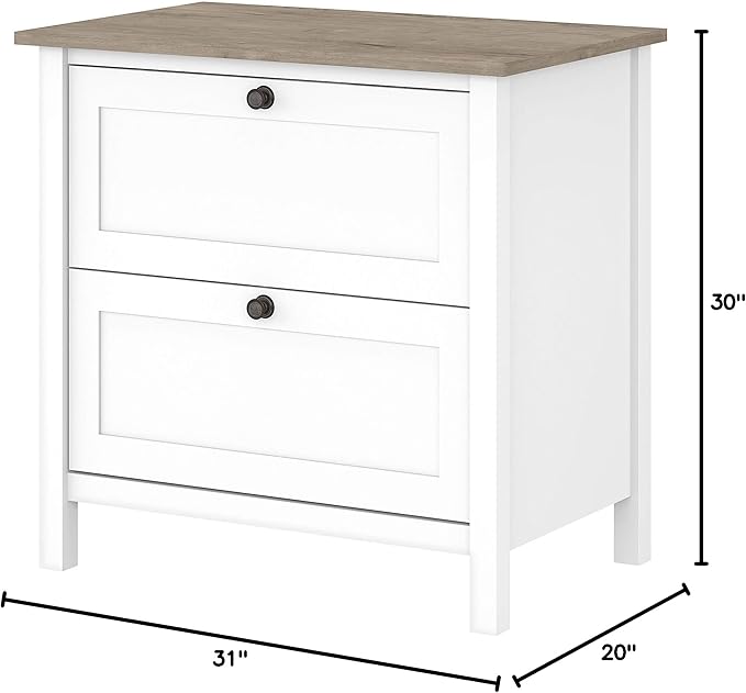 2 Drawer Lateral File Cabinet White Rustic MDF
