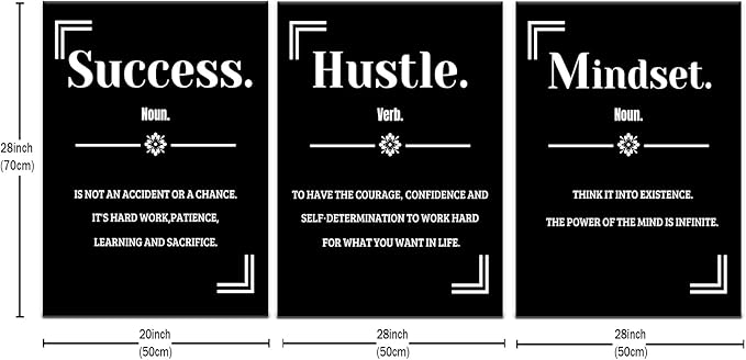 Inspirational Poster Wall Art for Office Success Motivational Quotes Printed on Canvas Inspiring Painting Artwork for Modern Home Living Room Workplace Wall Picture Ready to Hang [60''Wx28''H]