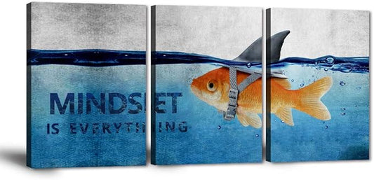 Yatsen Bridge Inspirational Canvas Picture Mindset is Everything Wall Art Motivational Posters Inspiring Entrepreneur Quotes Print Artwork Painting Home Office Decor for Teens School Framed(60"Wx28"H)