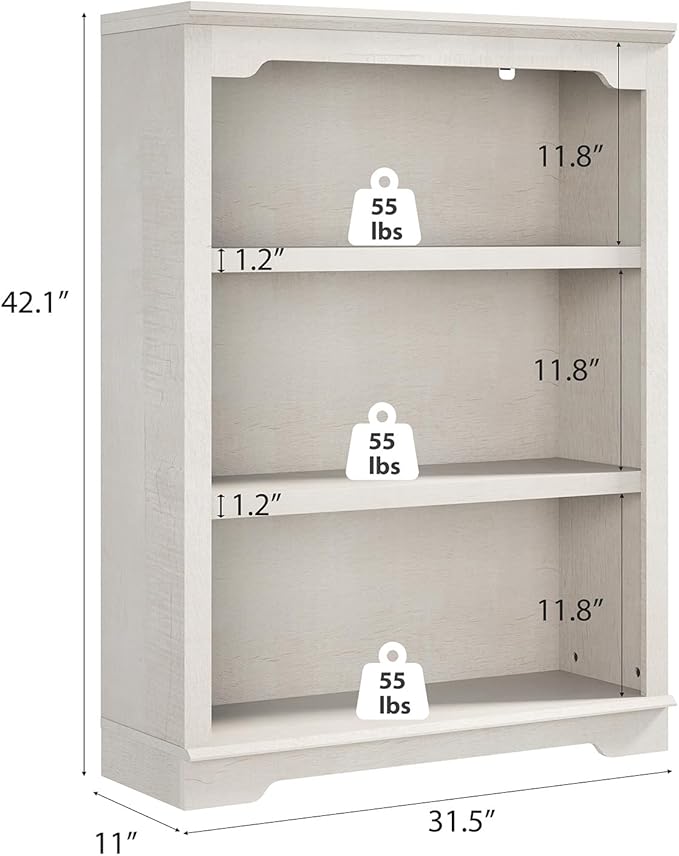 HIFYOBRO 3 Tier Bookshelf and Bookcase, 31.5" Wide Wooden Book Shelf, Freestanding Open Display Storage Bookshelves for Study Room, Home Office, Living Room