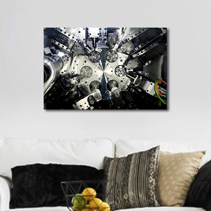 Machine Tools Wall Art CNC Machine Tool Art Prints Canvas Painting Wall Art Framed Art Wall Decor Office Living Room Wall Decor Artwork for Home Walls Modern Home Decoration, 16" x24"