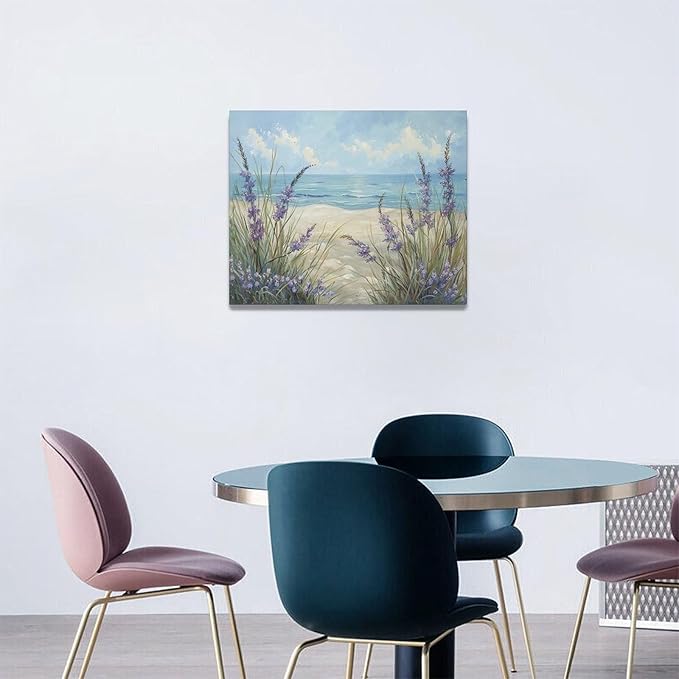 Luxvio Beach Ocean Wall Art Coastal Pictures Wall Decor Watercolor Seaside Canvas Painting Beach Artwork for Bathroom Living Room Bedroom Kitchen Office 20 x 16 inch