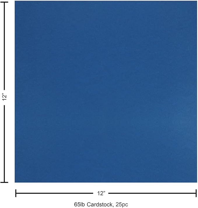 PA Paper Accents Smooth Cardstock 12" x 12" Egyptian Blue, 65lb colored cardstock paper for card making, scrapbooking, printing, quilling and crafts, 25 piece pack