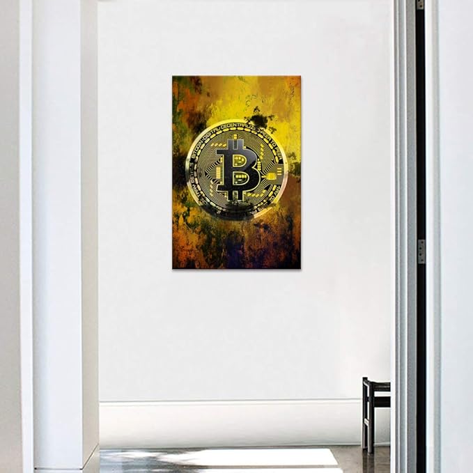 Modern Inspirational Canvas Wall Art Bitcoin Motivational Painting Hodl Crypto Btc Inspiration Motivation Posters Cryptocurrency Trader Hodler Artwork for Office Home Wall Decorations (12x16 in)
