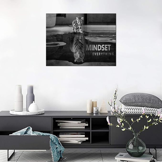 Yatsen Bridge Mindset is Everything Wall Art Inspirational Quotes Office Wall Decor Motivational Posters Entrepreneur Canvas Art Picture Ready to Hang for Living Room Decor - 18''Hx24''W