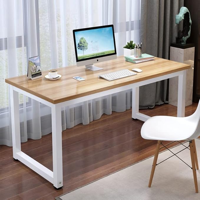 Computer Desk, Home Office Writing Study Desks, Small PC Table Workstation, Modern Simple Style for Space-Saving(40-Inch, Natural)