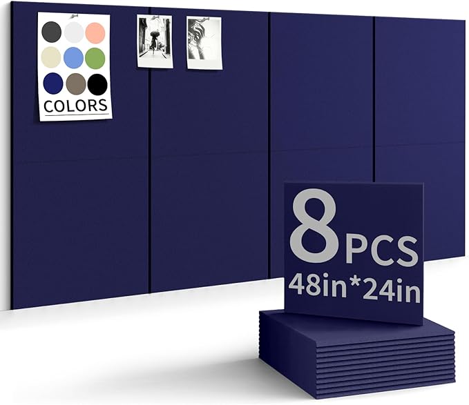 Large Bulletin Board 48"x 24" Cork Boards for Walls, 12 Pack Felt Wall Panels Photo Board, Cork Board for Office Home Pin Board