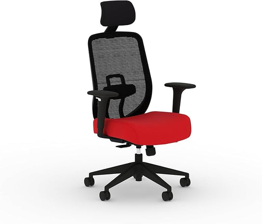 HON Altern Ergonomic Office Chair with Headrest, Arms, Wheels, Foam Cushion Seat, Mid Back Home Office Desk Chair Comfy, Gaming Chair, Height Adjustable Arms, Synchro-Tilt, Black Frame, Ruby