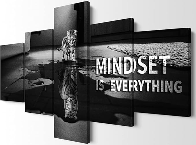 5 Pieces Mindset is Everything Inspirational Wall Art Motivational Poster Inspirational Poster Motivation Wall Art Office Artwork Positive Quotes Motivational Decor for Office Decor (70''W x 40''H)