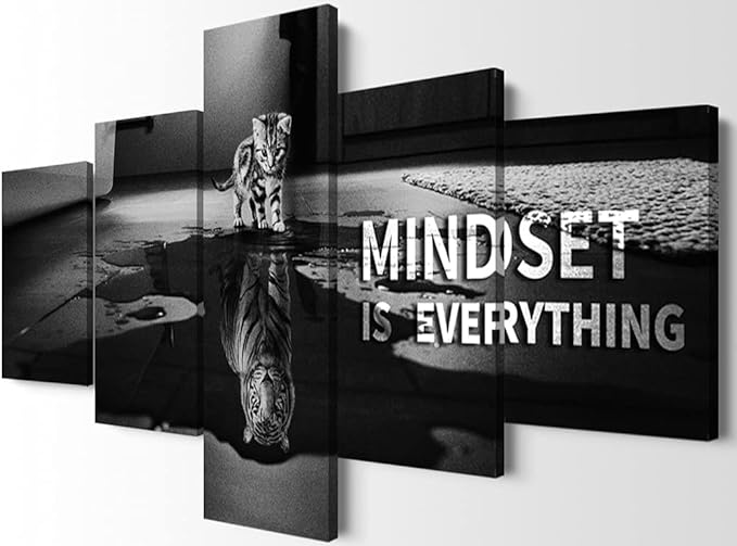 5 Pieces Mindset is Everything Inspirational Wall Art Motivational Poster Inspirational Poster Motivation Wall Art Office Artwork Positive Quotes Motivational Decor for Office Decor (60''W x 32''H)