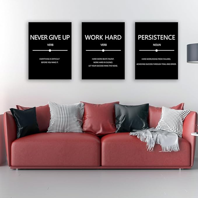 Inspirational Success Canvas Wall Art - Hustle Posters Prints - Entrepreneur Quote Wall Picture - 3 Pieces Artwork - Framed - Easy to Hang (72'Wx36'H)