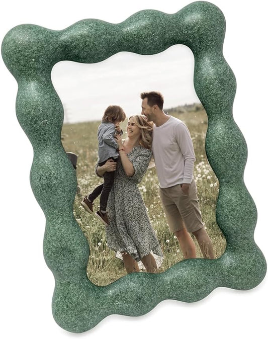 Isaac Jacobs 4x6 Rosemary Green Resin Picture Frame, Elegant Undulating Curve Design for Tabletop & Wall Display Photo Frame, Home Décor, Art, Photo Gallery (4x6, Rosemary Green)