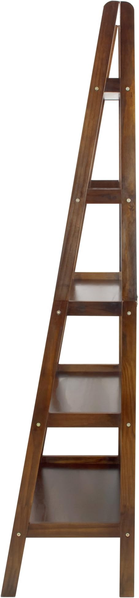 Casual Home 100% Solid Wood 5-Shelf Ladder Bookcase, Standard, 72"H, Warm Brown