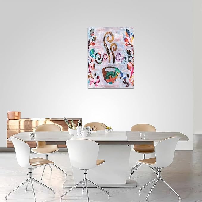 yerretin Abstract Banksy Coffee Wall Art Graffiti Pictures Wall Decor Dining Room Canvas Painting Modern Artwork Home Decoration for Kitchen Cafe Coffee Bar Framed 12"x16"