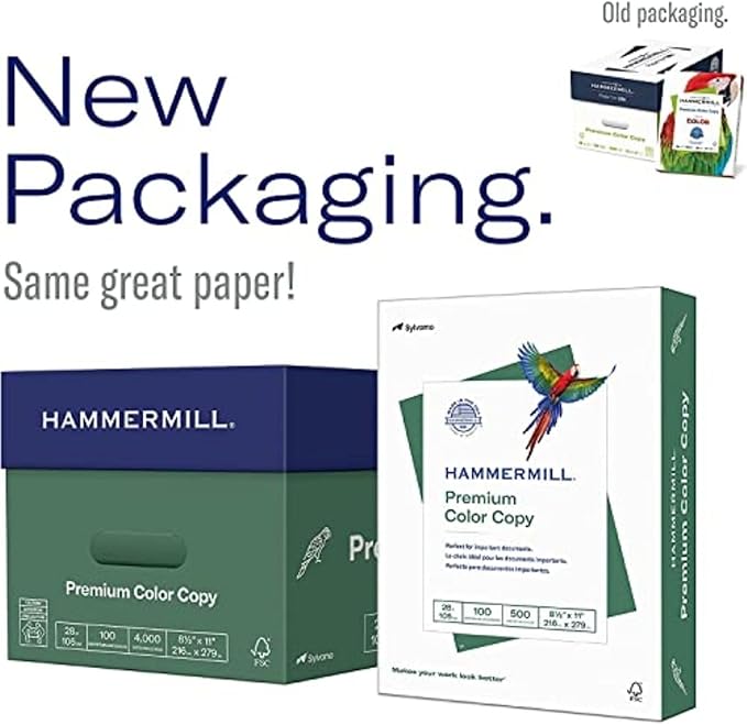 Hammermill Printer Paper, Premium Color 28 lb Copy Paper, 8.5 x 11-1 Ream (500 Sheets) - 100 Bright, Made in the USA, 102467R