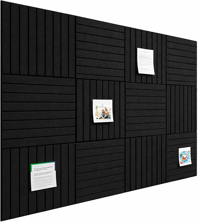 Large Cork Boards for Walls – 48 x 36 Self Adhesive Felt Wall Tiles, Ideal for Office Black Bulletin Board, Easy to Install Pin Board Photo Board Dart Board Wall Protectors