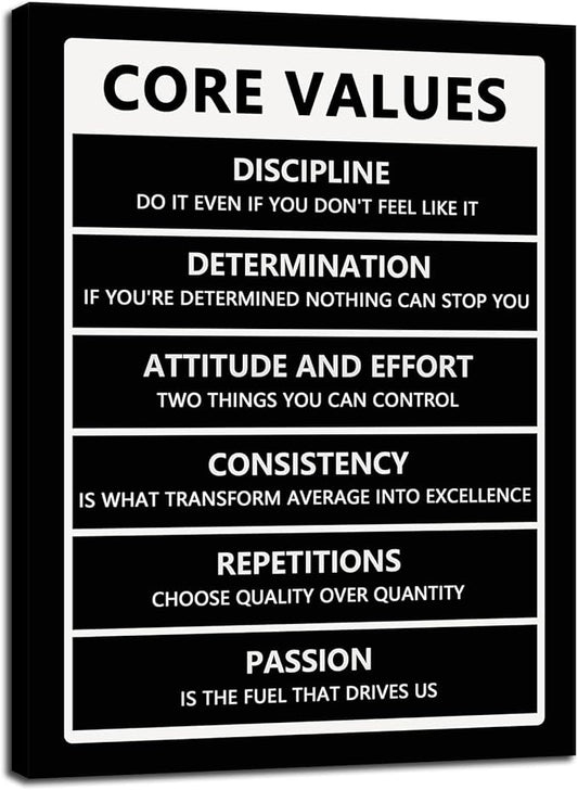 Motivational Canvas Wall Art Inspiring Core Values Poster Printing Inspirational Entrepreneur Quotes Poster Artwork Office Frame Office Decor Wall Decor Classroom Home Ready to Hang[30″W X 40″H]