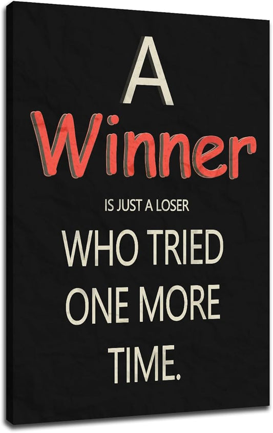 Inspirational Poster Wall Art Office Decor Winner Motivational Quotes Print on Canvas Positive Energy Picture Painting Artwork for Modern Home Living Room Workplace Gym Ready to Hang [24''Wx36''H]