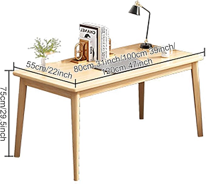 Minimalist Pc Desk, Industrial Home Office Desk, Sturdy Work Study Writing Desk with Solid Wood Legs,Modern Computer Table Workstation for Living Room Bedroom(100x55x75cm(39x22x29inch), Walnut)