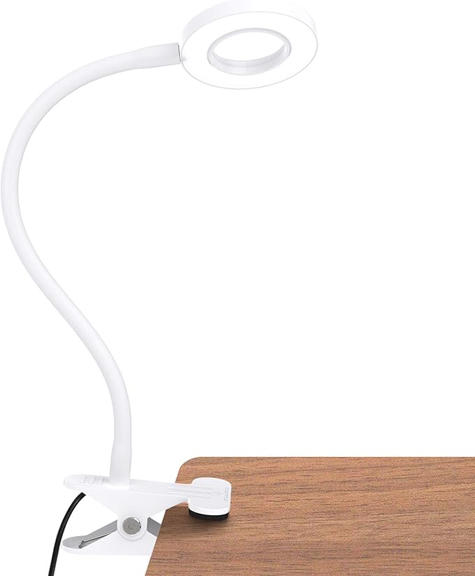 GLORIOUS-LITE LED Clip on Light, 36 LED Eye-Caring Reading Lamp for Dorm Room, 360° Flexible Gooseneck with 4 Color Modes, Dimmable Book Light for Bed, Desk, Headboard, Computer (White)