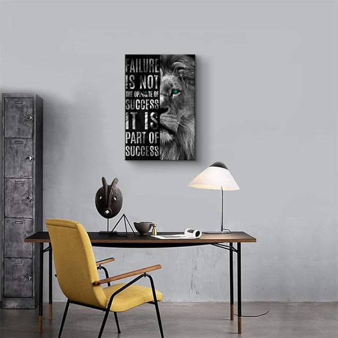 Motivational Lion Quotes Wall Decor Art Print 12''Wx18''H - Inspirational Office Wall Art with Positive Affirmations, Ready to Hang with Back Hook, Durable Home & Office Decor for Modern Spaces
