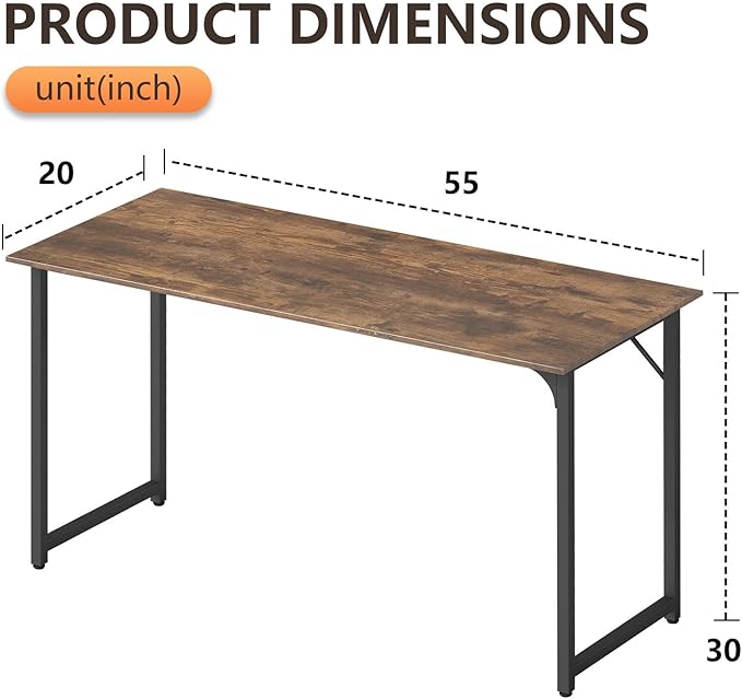 BestOffice Computer Desk,Home Office Desk, Modern Simple Style for Home Office Study Writing (Brown, 55 Inch)