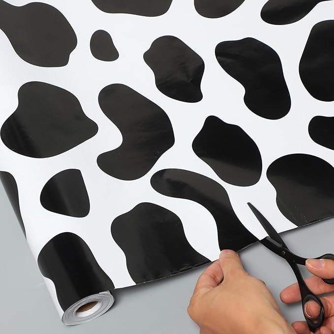 Tenceur Wrapping Paper Roll Bulletin Board Borders Paper Fade Resistant Decorative(24 Inch X 100ft,Cow Pattern)