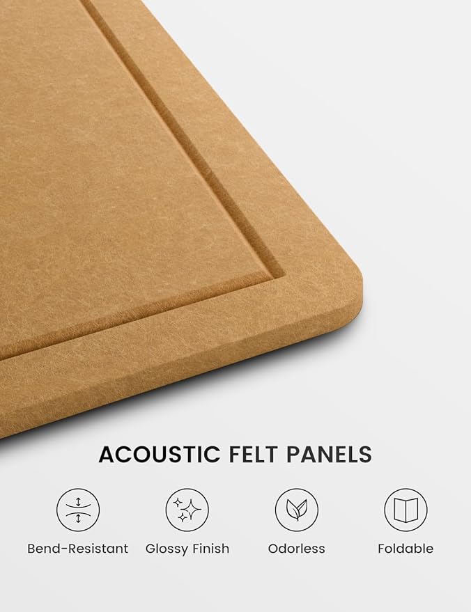 Fluxynara Large Bulletin Board, 59" x 35.4" Cork Board Alternative with 24 Safe Removable Adhesive Tabs, Foldable Felt Pin Board for Home Office, Classroom, Bedroom,Entryway for Walls— Mustard Yellow