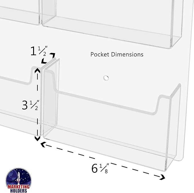 Marketing Holders Post Card Holder Acrylic 12 Slots Hold 6" Printed Media Wall Mount Hanging Hardware Included Use at Community Centers Gift Shops Motels Airports Historical Sites Convenient Clear