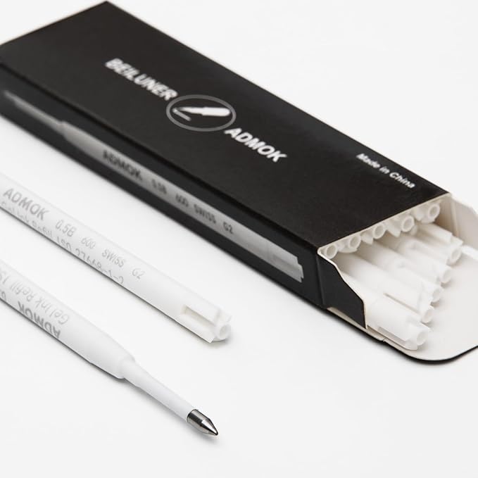 ADMOK 0.5mm Replaceable Standard Pen Gel Refills for BEILUNER Luxury Pens (10pcs)，Smooth and Clean Writing, Compatible with BEILUNER Pen Refill,Pack of 10 (Black Ink)