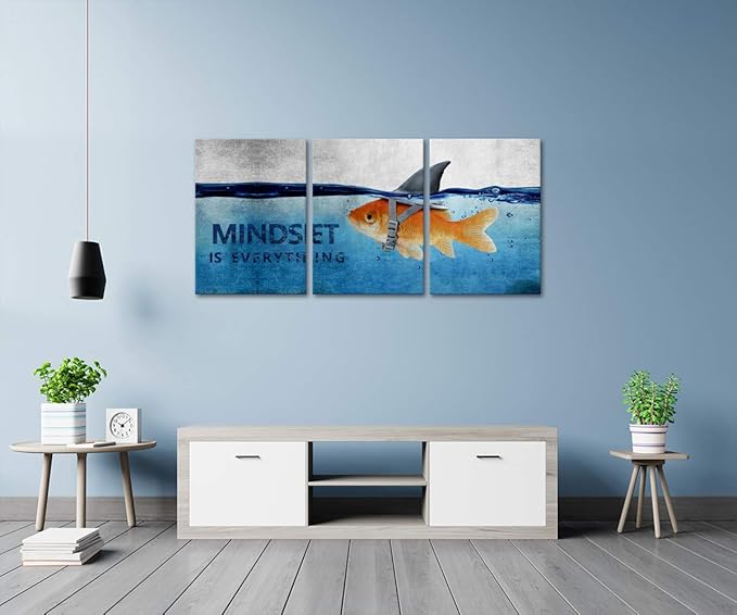 Yatsen Bridge Inspirational Canvas Picture Mindset is Everything Wall Art Motivational Posters Inspiring Entrepreneur Quotes Print Artwork Painting Home Office Decor for Teens School Framed(60"Wx28"H)