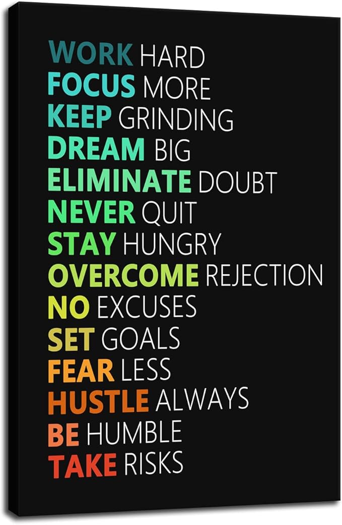WYJZDZQ8 Inspirational Poster Motivational Canvas Wall Art Motivation Canvas Prints Artwork for Living Room Office Gym Modern Home Decor Painting Stretched and Framed Ready to Hang [12''Wx 18''H]