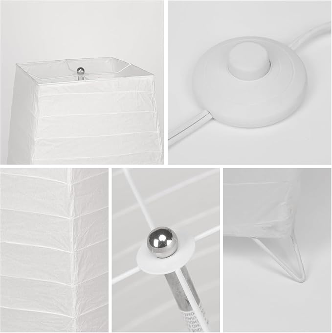 Paper Floor Lamp, Japanese Lamp with Rice Paper Lantern Shade, Minimalist Style Corner Floor Lamp for Bedroom, Office, Living Room with No Bulbs (2 Pack)