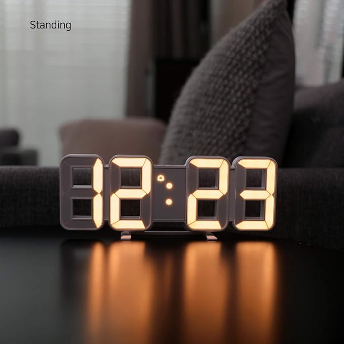 mooas 3D Pure mini Dual LED Clock, Multi-Function LED Clock (Calendar, Alarm, Temperature) (8.5" Dual Table Alarm Clock)