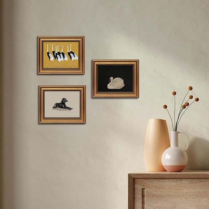 Gold Framed Wall Art Vintage Canvas Wall Art Grace Swan Rustic Animal Artwork Prints Picture for Living Room Bedroom Farmhouse Bathroom Office Decor, 8x10