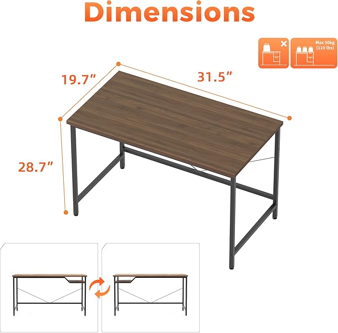 Mericonia 32 inch Computer Desk, Gaming Desk for Small Spaces, Modern Simple Style Table for Home Office, Study Student Writing Table