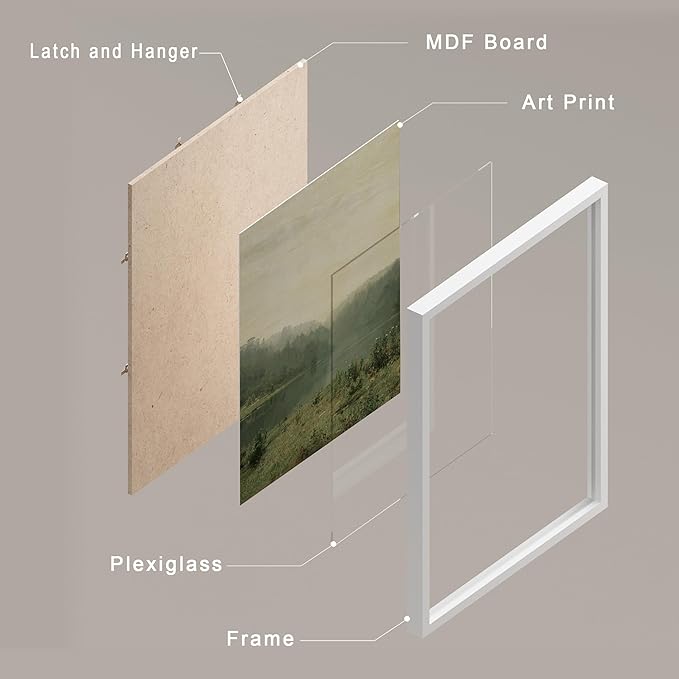 SIGNWIN Framed Poster Wall Art Set of Vintage Landscape, Sketches Art, Rustic Framhouse Decor for Living Room, Bedroom, Office - 12"x16"x 8 White