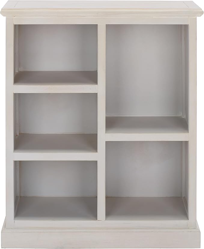 SAFAVIEH Home Collection – Maralah 5-Shelf Solid Wood Bookcase, White Wash, 25" Wide Storage Display Shelf, Fully Assembled (AMH6634E)