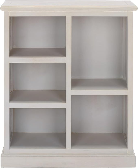 SAFAVIEH Home Collection – Maralah 5-Shelf Solid Wood Bookcase, White Wash, 25" Wide Storage Display Shelf, Fully Assembled (AMH6634E)
