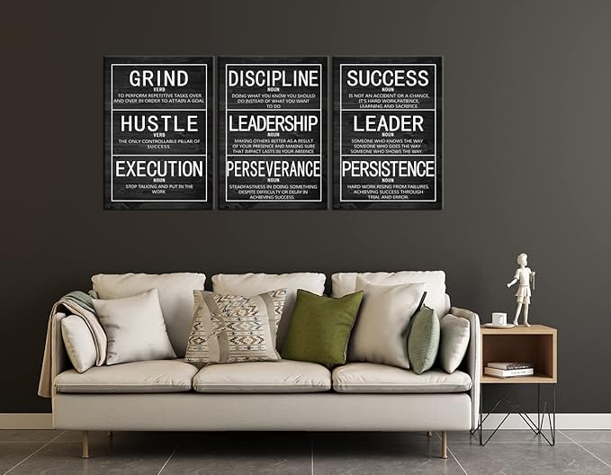WYJZDZQ8 Inspirational Canvas Wall Art Motivational Poster 3 Pieces Prints Artwork for Living Room Modern Home Decor Inspiring Painting Pictures Stretched and Framed Ready to Hang [60''Wx 28''H]