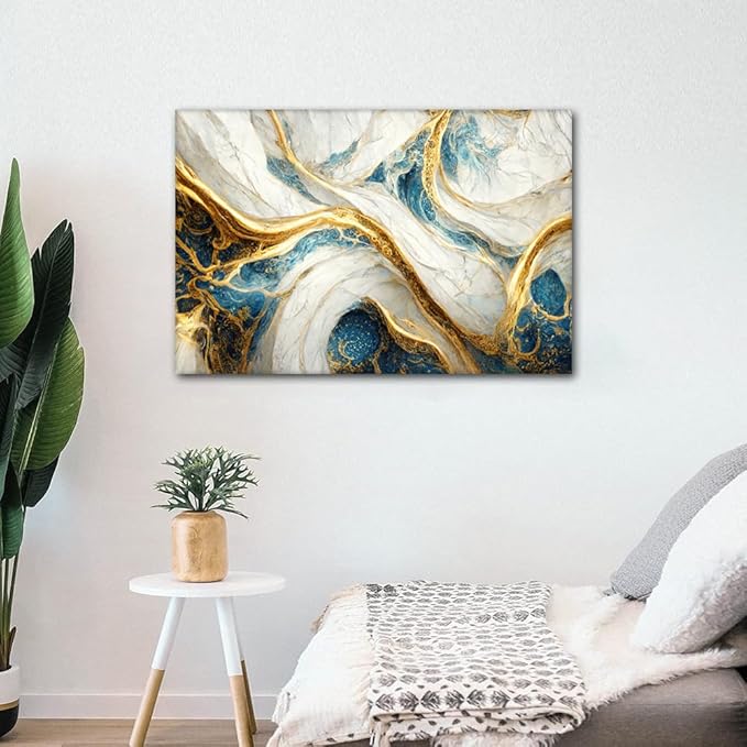 Abstract Canvas Wall Art for Home Modern Canvas Decor Digital Art Marbling Texture Poster Printing 1 Panel Canvas Artwork for Restaurant Corridor Store Wall Decor Stretched Ready to Hang 36x24 in