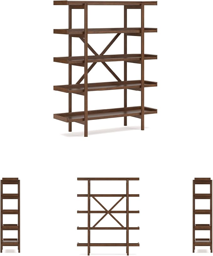 Signature Design by Ashley Lyncott Mid-Century Modern Freestanding 5-Tier 70" Etagere Bookcase, Light Brown