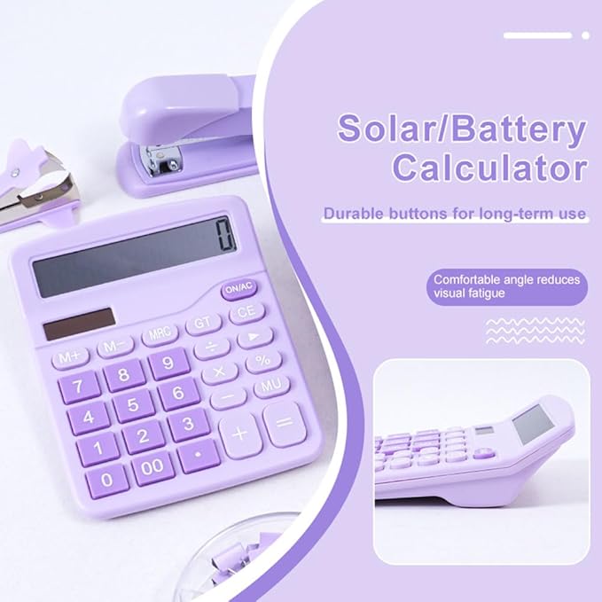 Purple Desk Organizers and Accessories with Desk Organizer 360° Rotating Pen Holder and Office Supplies, 19Pcs Cute Stationery Supplies Set