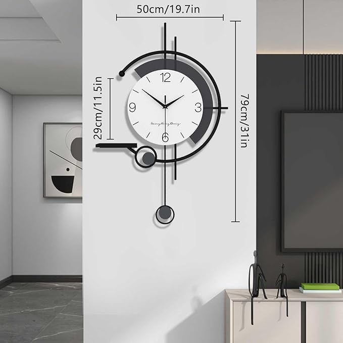 Wall Clock Modern Wall Clock, Creative Silent Non Ticking Quartz Clock with Decorative Art Storage Platform, Suitable for Living Room, Bedroom, Office Clock (One Color L/Large)