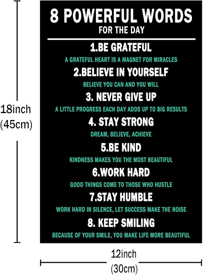 Motivational Wall Art 8 Powerful Words Entrepreneur Quotes Painting Inspirational Poster Print Positive Picture Artwork Wall Decor for Home Apartment Workplace Hallway Ready to Hang [12''Wx18''H]