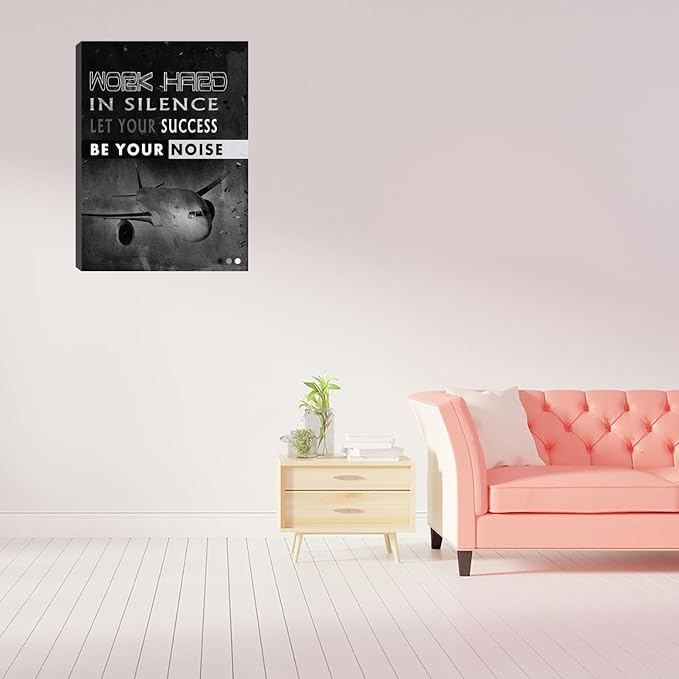Inspiration Wall Art Black Office Motivational Canvas Wall Decor Success Posters Prints Entrepreneur Quote Wall Picture Paintings Artwork Home Bedroom Framed Ready to Hang 12"x16"