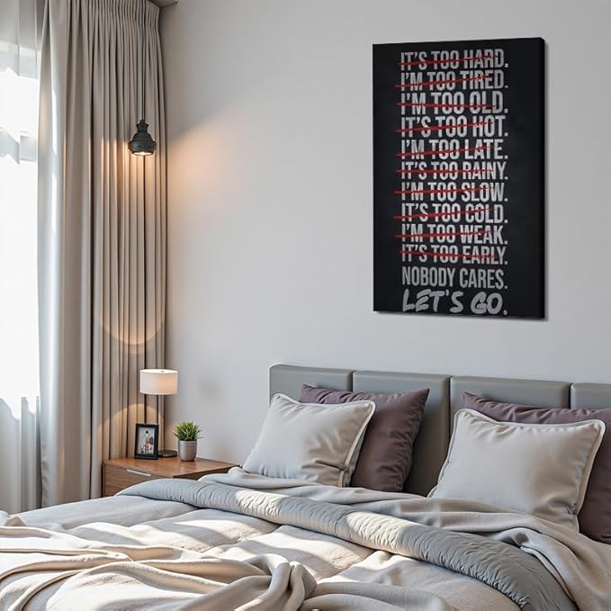 Motivational Inspirational Framed Canvas Wall Art Prints Positive Quotes Wall Decor for Office Home Bedroom Living Room Gym Dorm Made in USA
